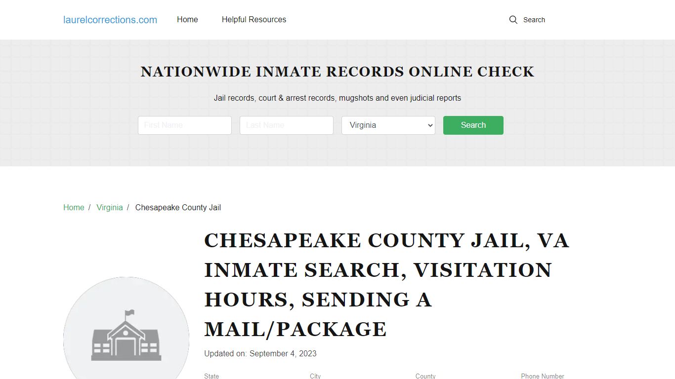 Chesapeake County Jail, VA Inmate Search, Visitation Hours